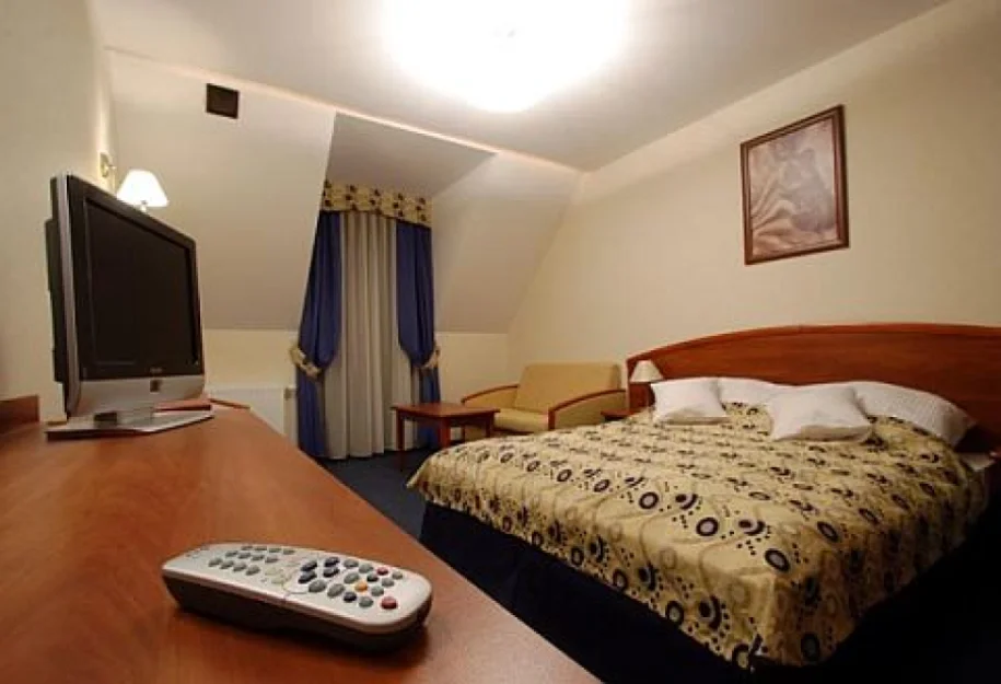 Pokój 3-osobowy a w nim łóżko małżeńskie + sofa do rozkładania.