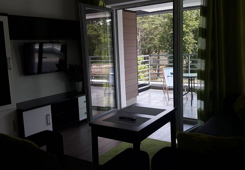 widok na taras z pokoju dziennego